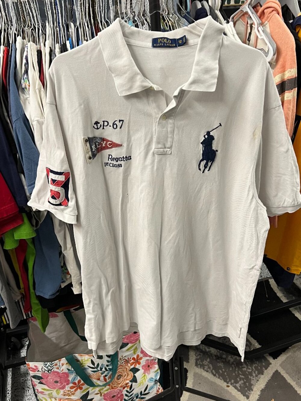 Polo Ralph Lauren Shirt Mens 2xb White Cotton Knit Golf * Yacht Club